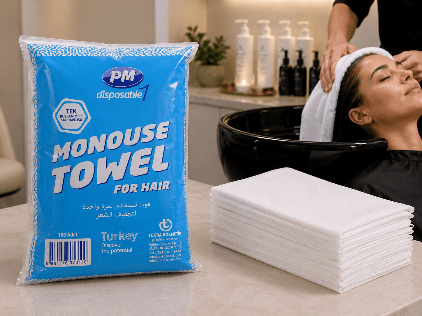 Tek kullanımlık saç havlusu / Disposable hair towel